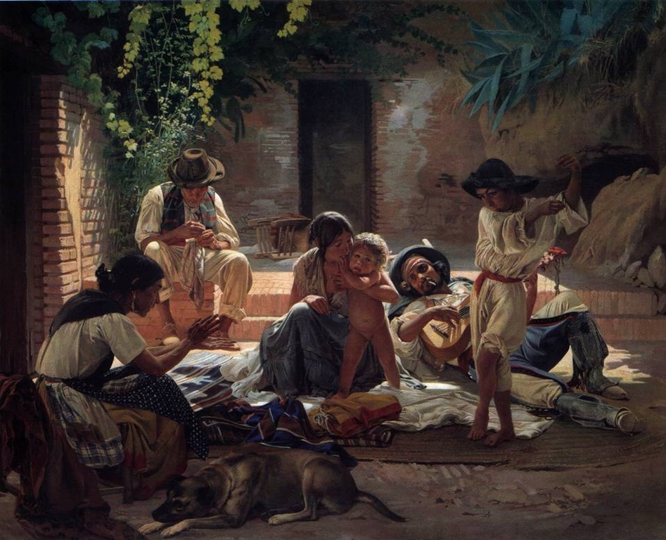 Испанские цыгане. Художник Е. Сорокин. 1853 г.