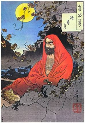 Японская гравюра с изображением Дарумы