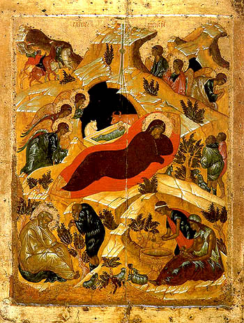 Рождество Христово. Древнерусская икона XV в.