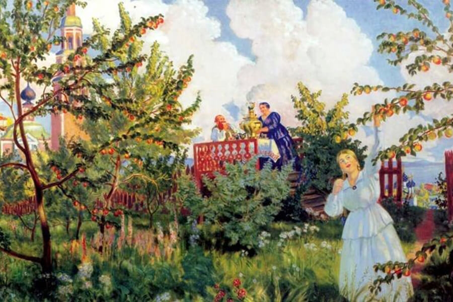  Кустодиев Б. М. Яблоневый сад (1918)