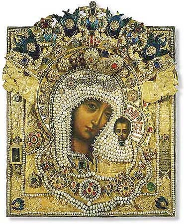 Икона Казанской  Божией Матери в окладе