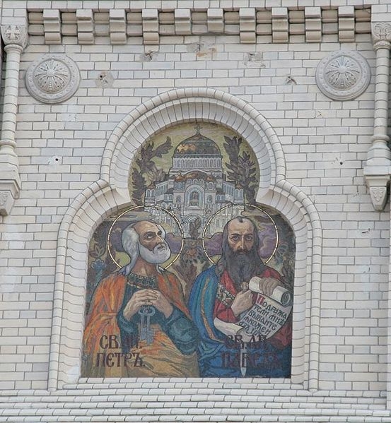 Восстановленная фреска на фасаде Морского собора