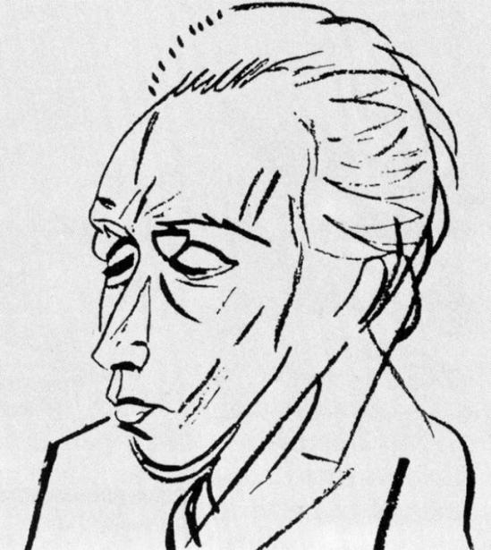 Н.И. Кульбин. Портрет Велимира Хлебникова. Литография. 1913
