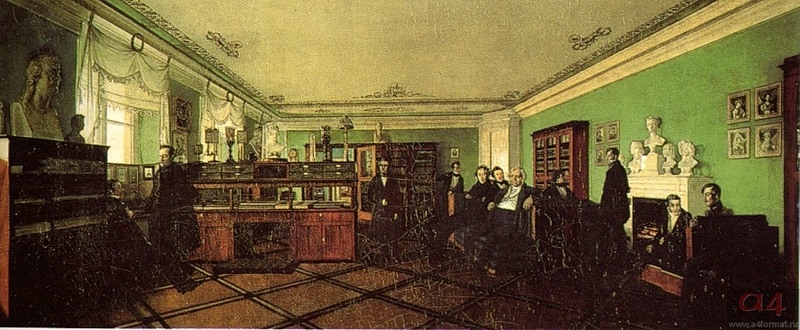 В.Ф. Одоевский (2-й слева) в кабинете В.А. Жуковского в Зимнем дворце