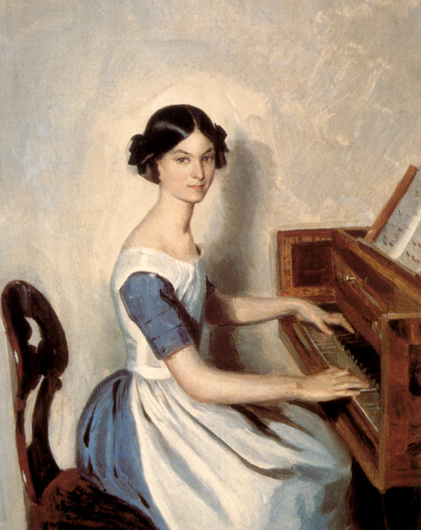 П.А. Федотов. Портрет Н. П. Жданович за клавесином. 1849
