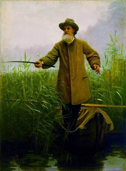 Аполлон Майков на рыбалке, художник И. Крамской, 1880 год