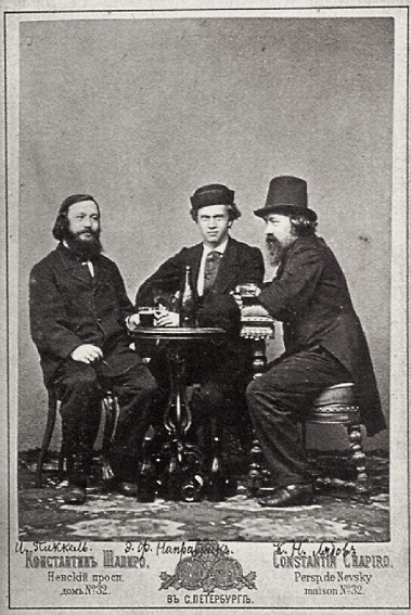 Скрипач И. Пиккель и композиторы Э. Направник и К. Лядов. Санкт-Петербург, около 1860