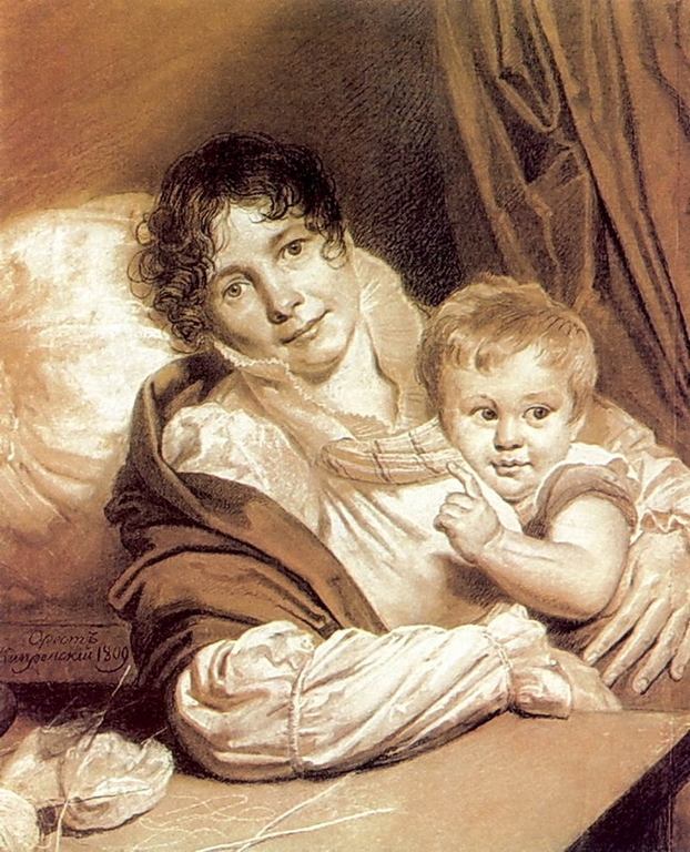 О.А. Кипренский. Мать с ребенком (Портрет г. Прес) 1809