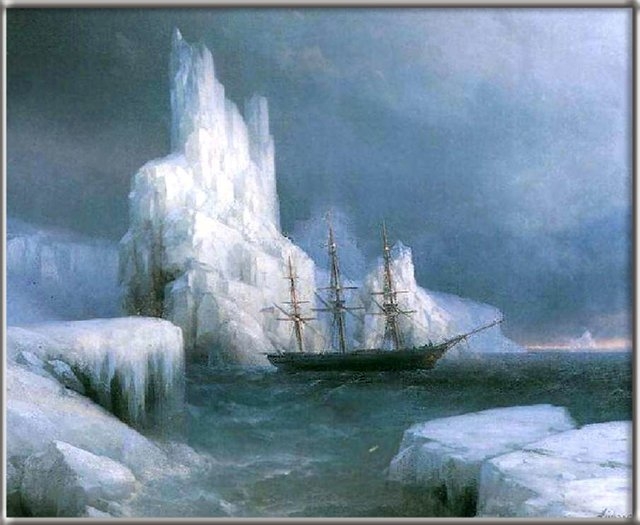Географической экспедиции Ф.Ф. Беллинсгаузена и М.П. Лазарева художник И. Айвазовский посвятил картину «Ледяные горы»