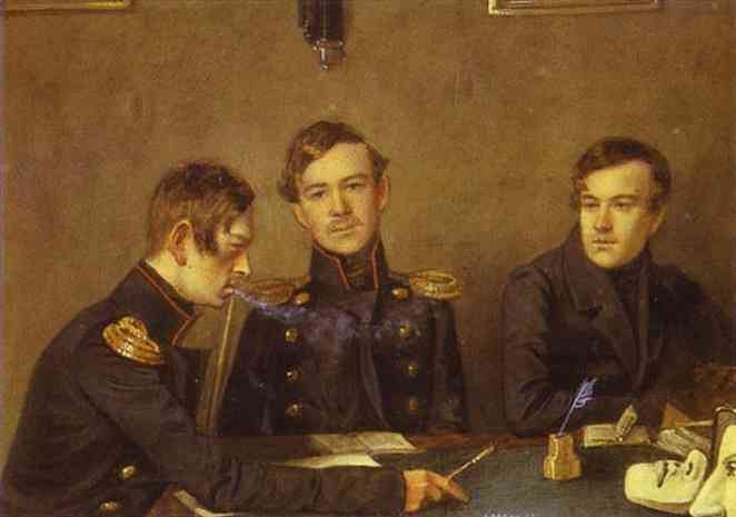 Федотов П. А. Дружинины Андрей, Григорий и Александр Васильевичи, 1840-е годы
